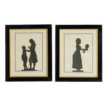 A PAIR OF 19TH CENTURY FRENCH ENGRAVED SILHOUETTE FULL LENGTH PORTRAITS