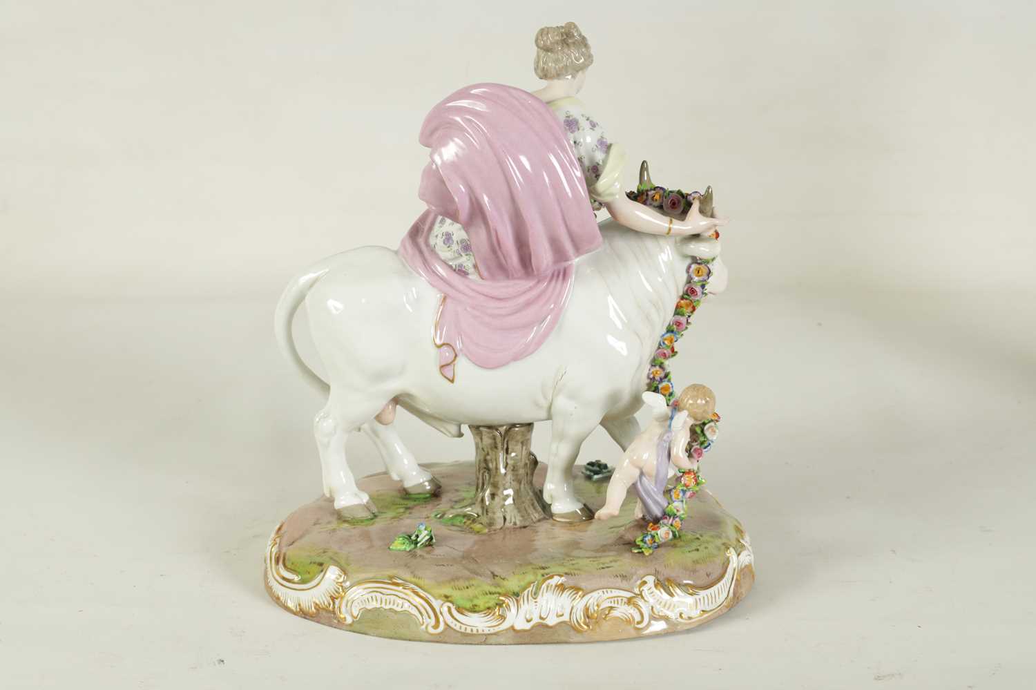 A 19TH CENTURY MEISSEN LARGE FIGURE GROUP OF A BULL WITH A SEATED LADY RIDER - Image 8 of 11