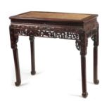 A 19TH CENTURY CHINESE HARDWOOD ALTAR TABLE