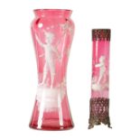 TWO 19TH CENTURY CRANBERRY GLASS OVERLAY VASES
