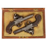 A CASED PAIR OF EARLY 19TH CENTURY BOX-LOCK FLINTLOCK PISTOLS SIGNED ARCHER, LONDON