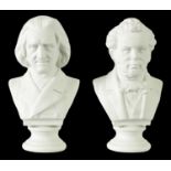 A PAIR OF 19TH CENTURY PARIAN PORCELAIN BUSTS ENTITLED SCHUBERT AND LISZT