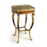 A STYLISH REGENCY GILTWOOD AND ROSEWOOD WORK TABLE