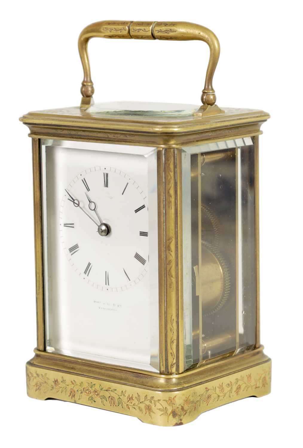 JAPY FRERES. A LATE 19TH CENTURY FRENCH ENGRAVED STRIKING CARRIAGE CLOCK