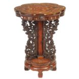 A 19TH CENTURY CHINESE ROSEWOOD AND IVORY INLAID OCCASIONAL TABLE