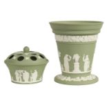 TWO SAGE GREEN WEDGWOOD JASPERWARE PIECES