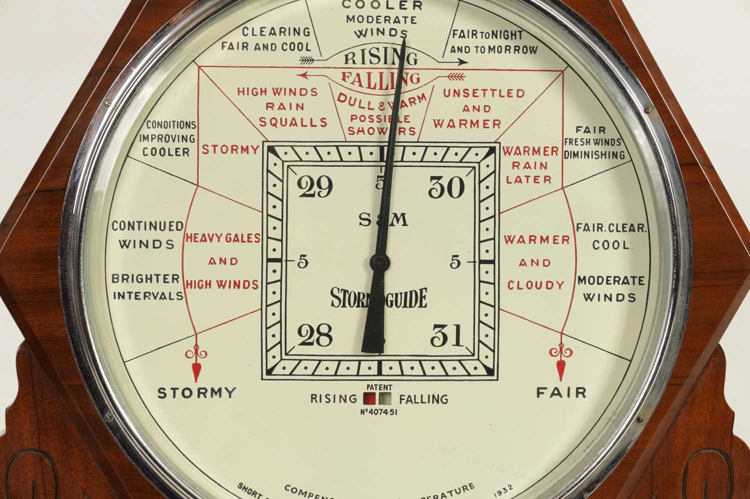 A 1930’S SHORT & MASON WALNUT CASED STORMOGUIDE BAROMETER - Image 5 of 15