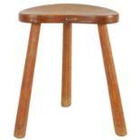 A ROBERT ‘MOUSEMAN’ THOMPSON LIGHTLY ADZED OAK MILKING STOOL