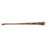 A 19TH CENTURY MAHOGANY AND MOTHER OF PEARL INALID RIDING CROP