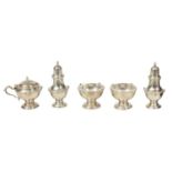 A 1930’S SILVER FIVE PIECE CRUET SET