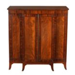 A GOOD REGENCY FLAME MAHOGANY AND BRASS INLAID BREAKFRONT BOOKCASE