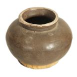 AN ANCIENT CHINESE BROWN GLAZE POT