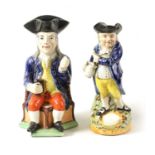 A 19TH CENTURY STAFFORDSHIRE ‘ENGLISH SQUIRE’ TOBY JUG AND ANOTHER ‘HEARTY GOOD FELLOW’ TOBY JUG