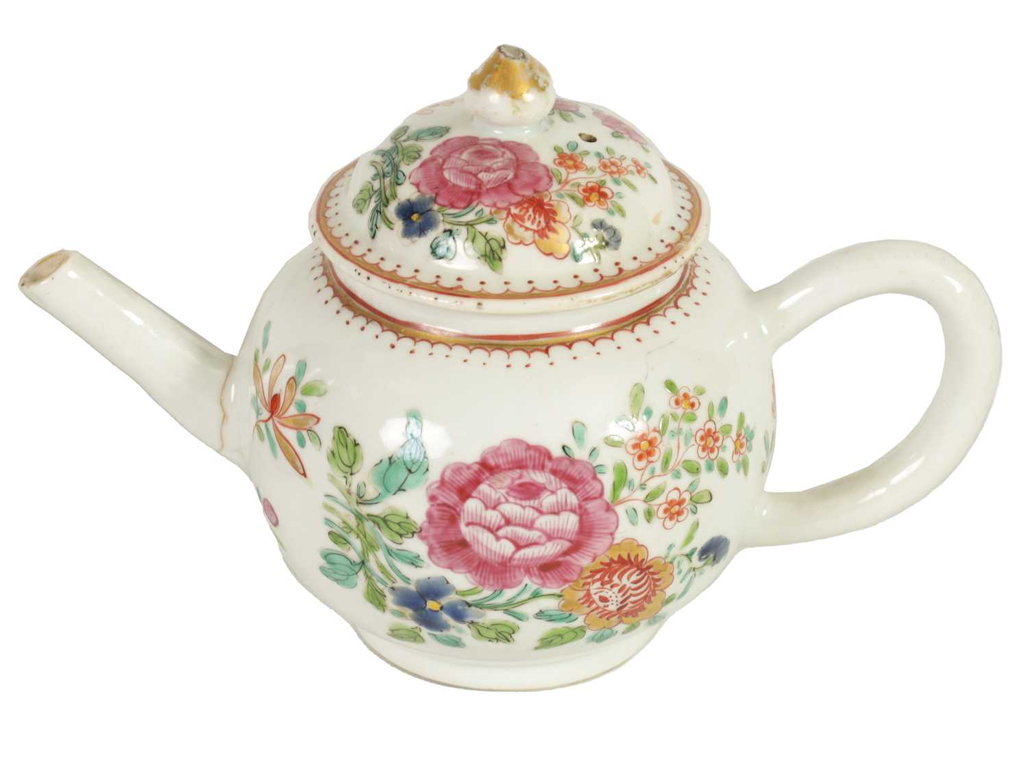 AN 18TH CENTURY CHINESE FAMILLE ROSE TEAPOT