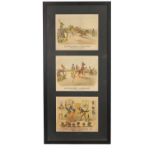 A FRAMED SET OF THREE LATE 19TH CENTURY PRINTS BY CURRIER & IVES DEPICTING IMAGES OF AMERICAN SOCIAL