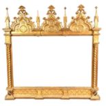 A GOOD 19TH CENTURY OVER-SIZED GOTHIC REVIVAL CARVED GILT WOOD MIRROR FRAME