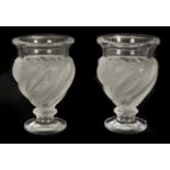 A PAIR OF LALIQUE FROSTED AND CLEAR GLASS “ERMENONVILLE” VASES