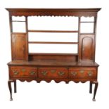 A GOOD GEORGE III OAK SHROPSHIRE DRESSER AND RACK OF FINE COLOUR AND PATINA