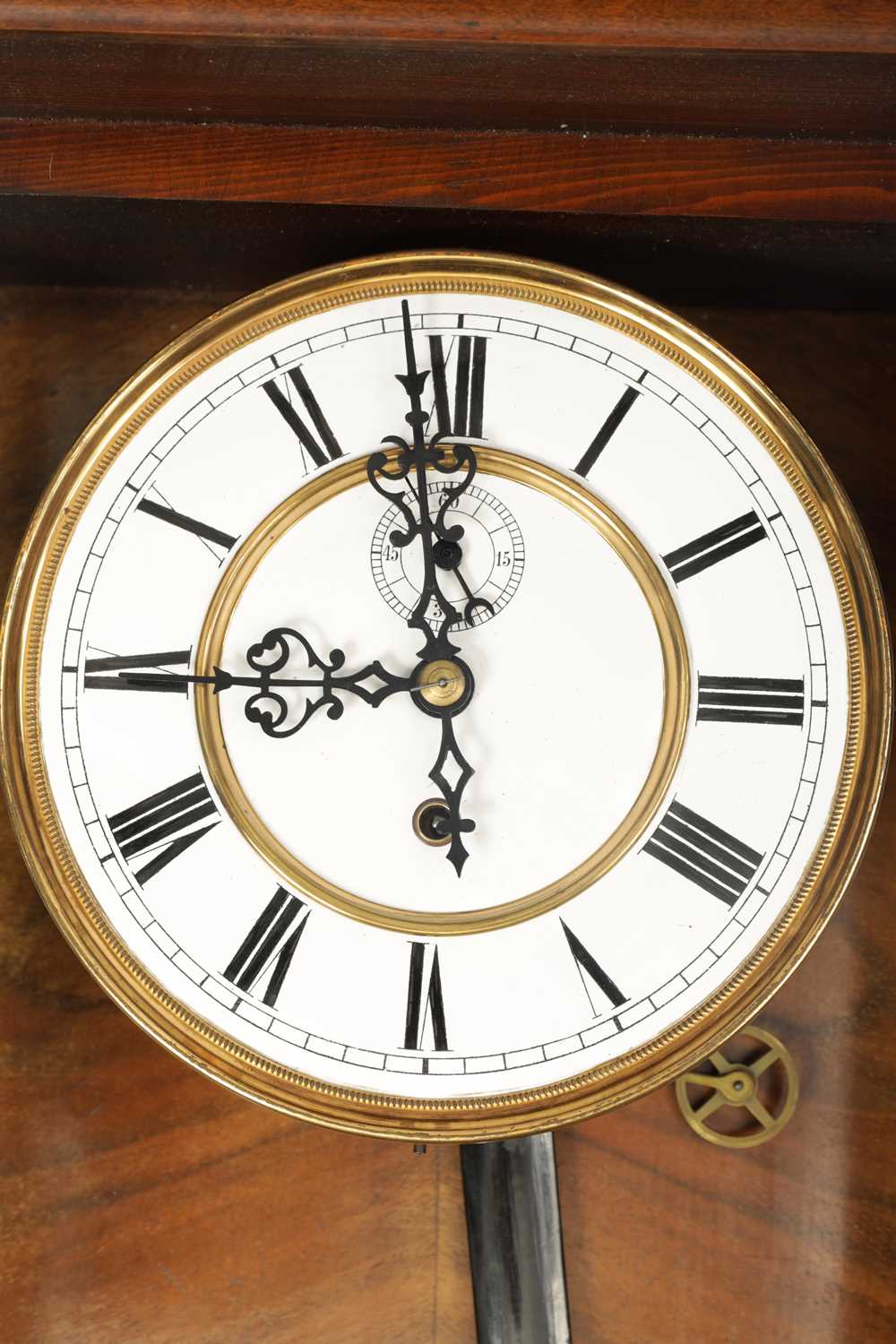 A LATE 19TH CENTURY WALNUT VIENNA STYLE WALL CLOCK - Image 7 of 9