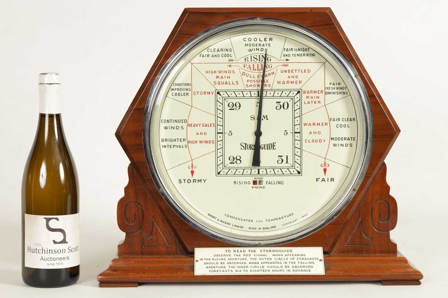 A 1930’S SHORT & MASON WALNUT CASED STORMOGUIDE BAROMETER - Image 2 of 15