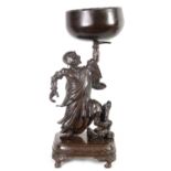 A LARGE 19TH CENTURY CHINESE BRONZE RAKAN FIGURAL TABLE GONG