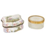 AN 18TH CENTURY ENAMEL SNUFF BOX AND A 19TH CENTURY FRENCH TRINKET BOX