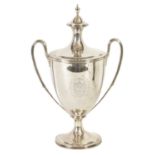 A FINE GEORGE III SILVER TROPHY CUP AND COVER OF LARGE SIZE