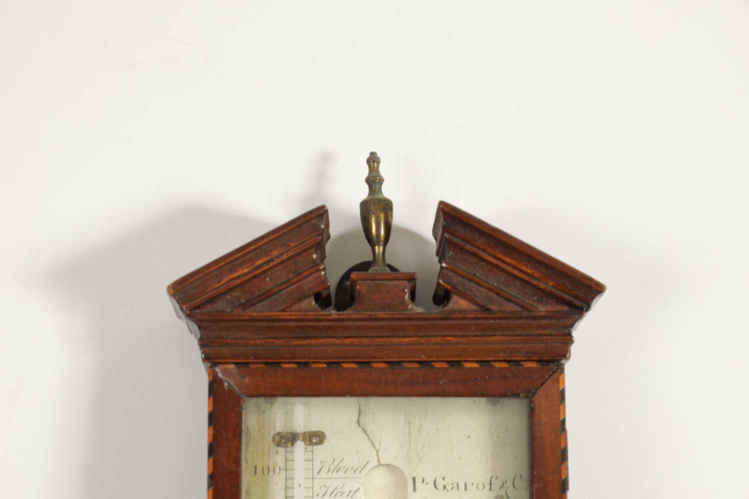 P. GAROF & CO, EDINBURGH. A GEORGE III STRING INLAID AND MAHOGANY DOOR STICK BAROMETER - Image 4 of 4