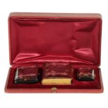 A FINE 19TH CENTURY FRENCH TORTOISE SHELL AND SILVER MOUNTED LADIES CASED COMPENDIUM SET