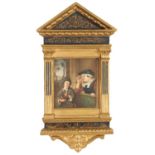 A 19TH CENTURY ITALIAN GILT AND LACQUERED PICTURE FRAME