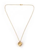 A HALLMARKED 9CT YELLOW GOLD HEART-SHAPED LOCKET AND FINE NECK CHAIN