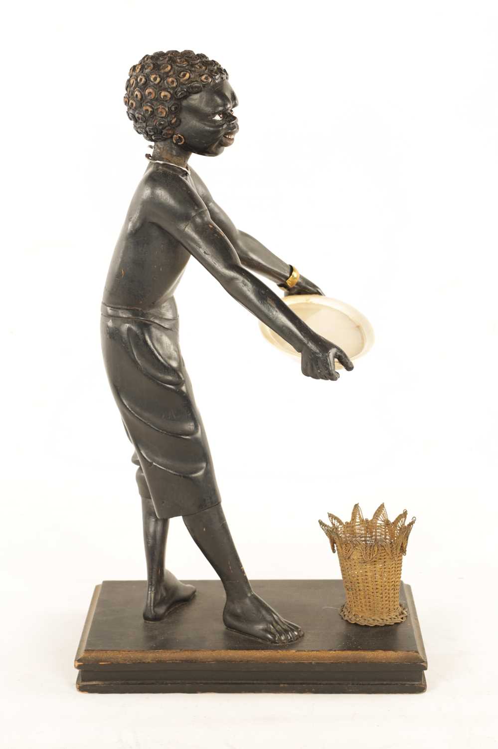 A 19TH CENTURY CARVED WOOD AND IVORY BLACKAMOOR “CARD” FIGURE - Image 4 of 13