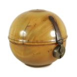 AN UNUSUAL GEORGE III HORN GLOBULAR TEA CADDY