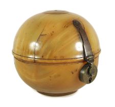 AN UNUSUAL GEORGE III HORN GLOBULAR TEA CADDY