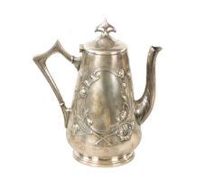 A STYLISH ART NOUVEAU WMF LIBERTY'S-STYLE POLISHED PEWTER COFFEE POT