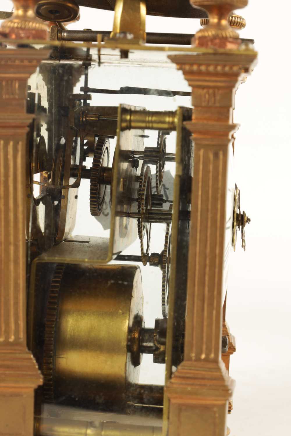 AN EARLY 19TH CENTURY FRENCH CAPUCINE STYLE CARRIAGE/MANTEL CLOCK - Image 8 of 9