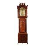 R. ROBERTS, BROMSGROVE. A LATE GEORGE III FIGURED MAHOGANY EIGHT DAY LONGCASE CLOCK