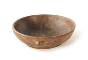 A ROBERT 'MOUSEMAN' THOMPSON ADZED DARK OAK FRUIT BOWL