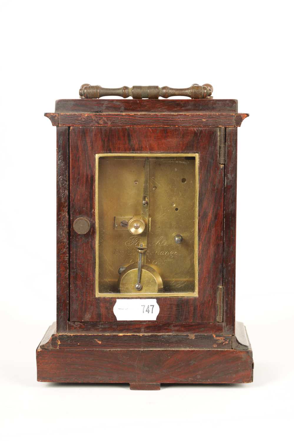 FRENCH, ROYAL EXCHANGE, LONDON. A SMALL CARRIAGE STYLE ENGLISH FUSEE MANTEL CLOCK - Image 10 of 14