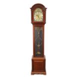 A SMALL EARLY 20TH CENTURY TUBE CHIMING MUSICAL LONGCASE CLOCK