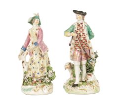 A PAIR OF EARLY DERBY FIGURES OF A GAMEKEEPER AND COMPANION