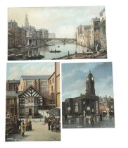J R McGUIRE. A GROUP OF THREE OILS ON BOARD - VIEWS OF MANCHESTER