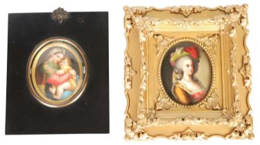 TWO 19TH CENTURY CONTINENTAL OVAL PORCELAIN PLAQUES