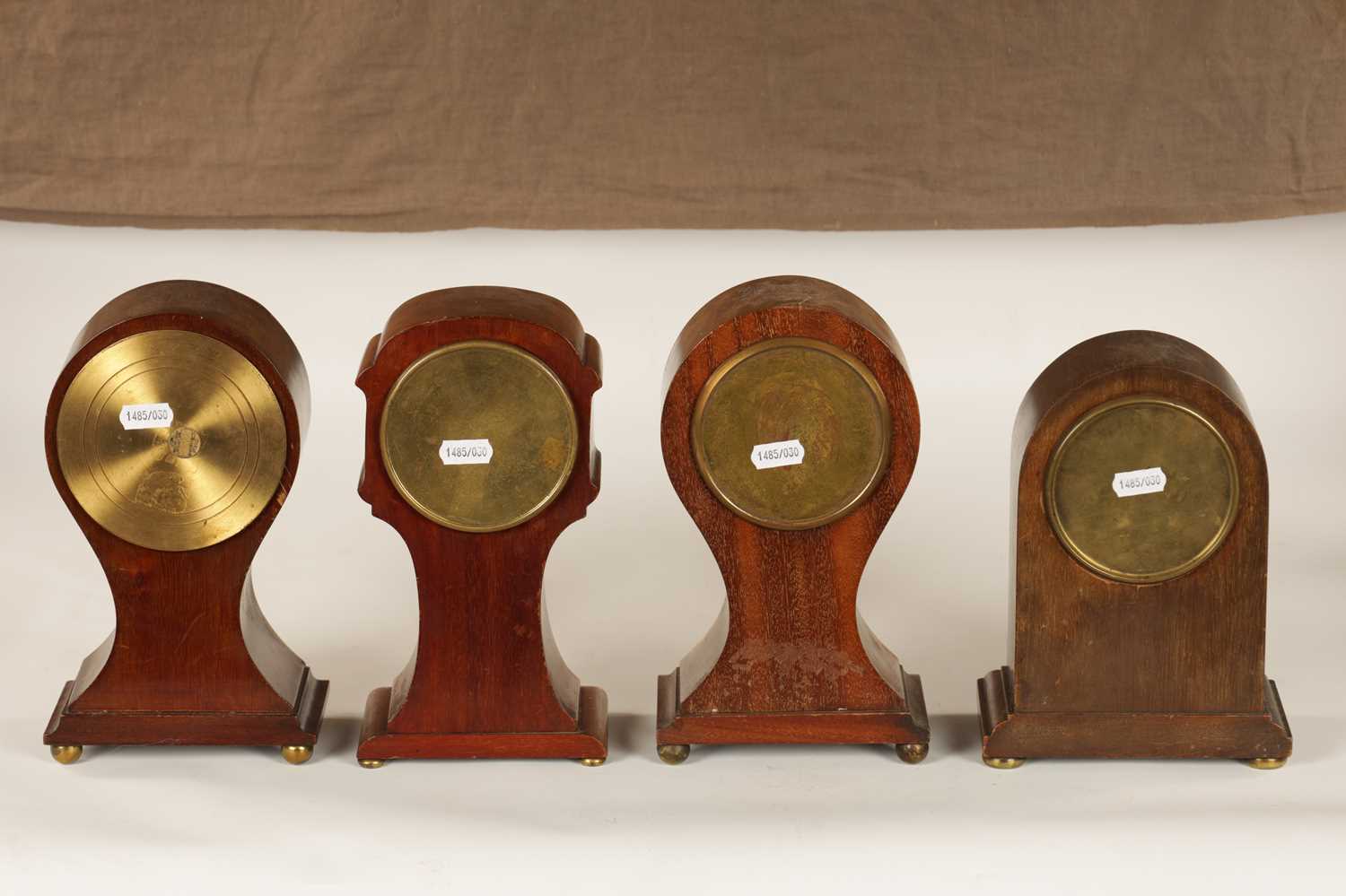 A COLLECTION OF FOUR EDWARDIAN INALID MAHOGANY MANTEL CLOCKS - Image 7 of 12