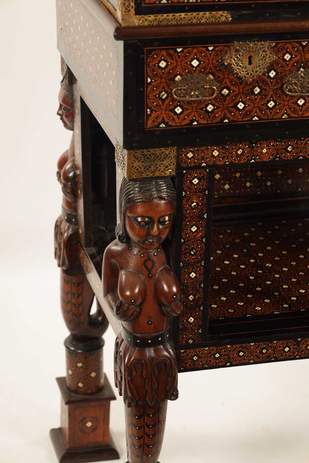 AN IMPORTANT LATE 17TH CENTURY INDO-PORTUGUESE IVORY INLAID PADOUCK AND EBONY COLLECTORS CABINET ON - Image 4 of 16
