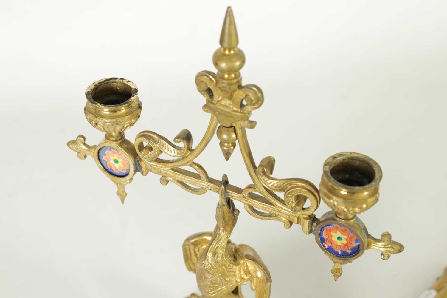 A PAIR OF LATE 19TH CENTURY BRASS AESTHETIC PERIOD DOUBLE BRANCH CANDELABRA - Image 4 of 10