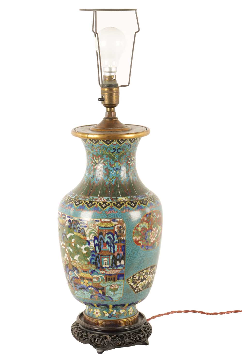A LATE 19TH/EARLY 20TH CENTURY CENTURY CHINESE CLOISONNE VASE LAMP