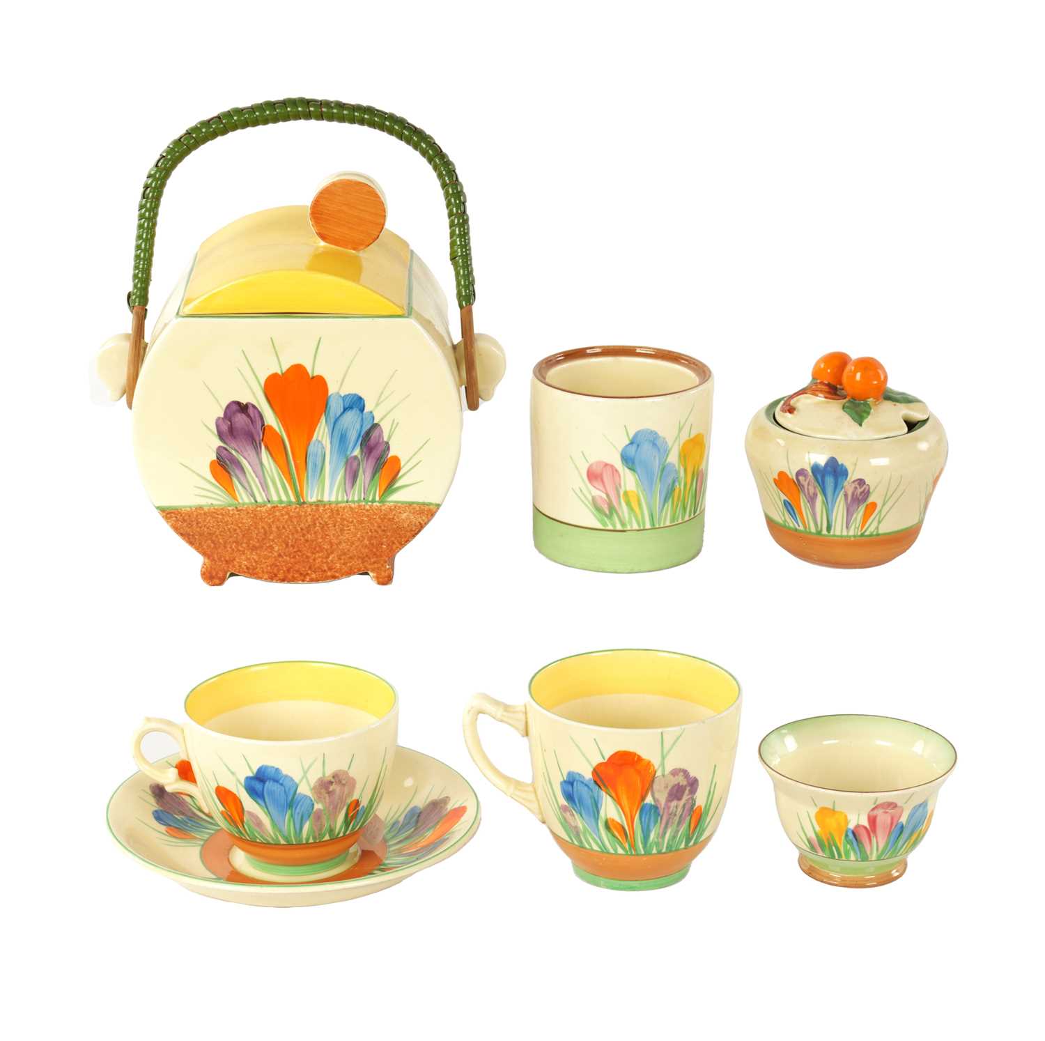 A COLLECTION OF CLARICE CLIFF “CROCUS” PATTERN POTTERY