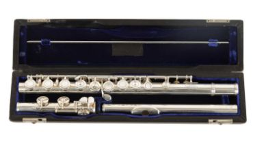 FLUTE MAKERS GUILD NO 1. A SILVER FLUTE MADE BY MAKER EWEN MCDOUGALL