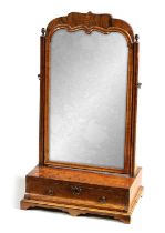 A QUEEN ANNE BURR WALNUT TOILET MIRROR